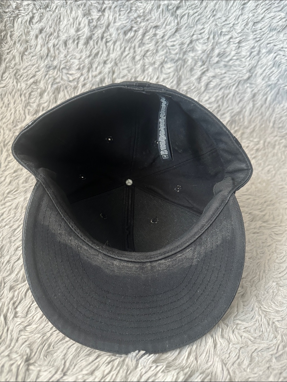 Jordan Black Textured Leather 7 1/4 fitted Hat with Gold Accent - Picture 7 of 10